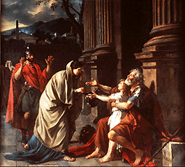 an image depicting a David painting:  'Belisaire Demandant au
l'Aumone'